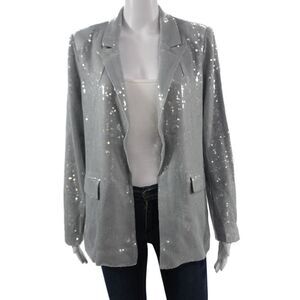 Picadilly Womens Gray Collared Blazer Long Sleeve 95% Polyester Size M